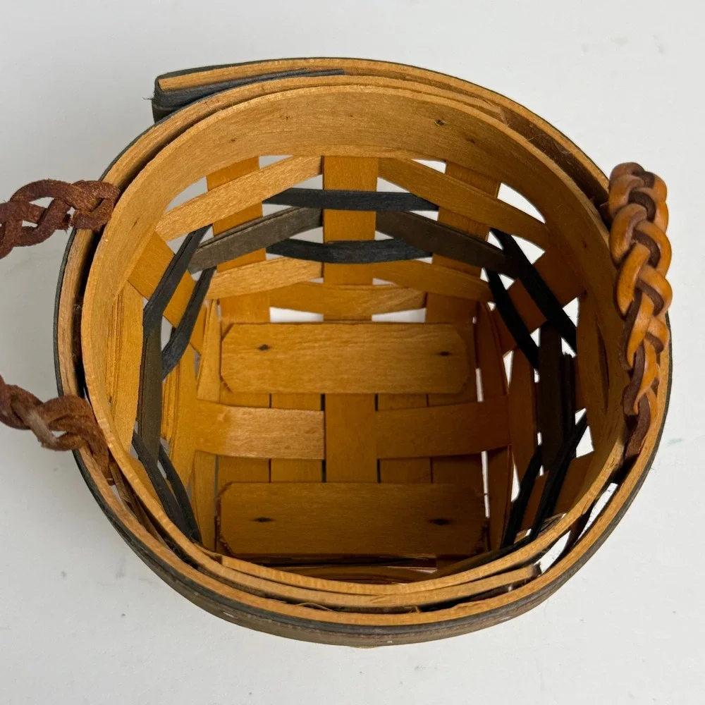 Longaberger 1998 Collectors Club Thyme Booking Basket Liner Leather Handles